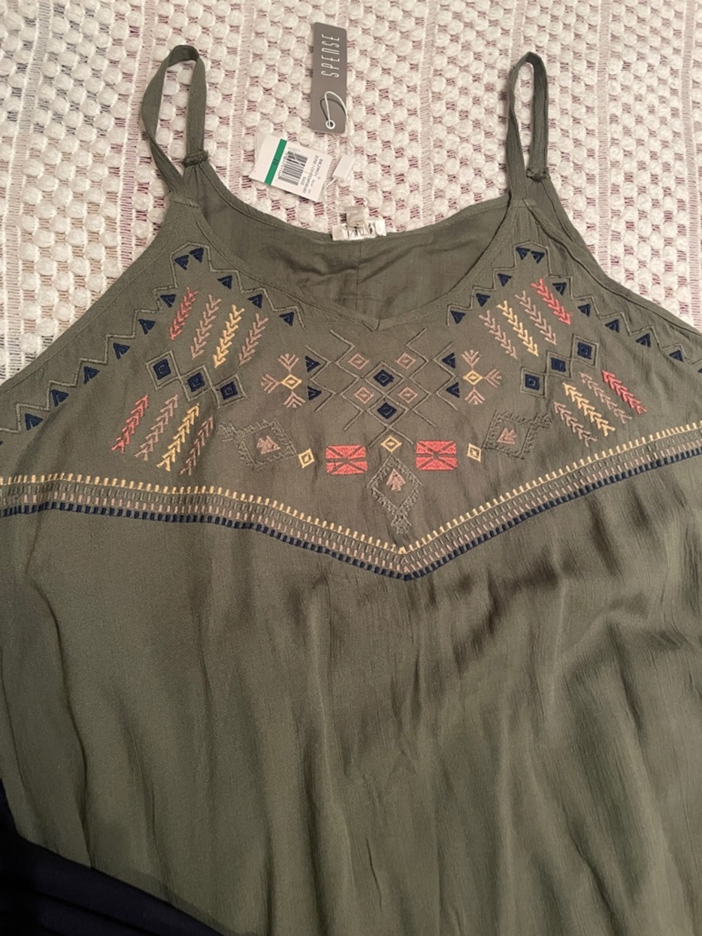NWT Spence Sage Green Embroidered Tassel Dress Size 10 Boho Cottagecore - Picture 4 of 13